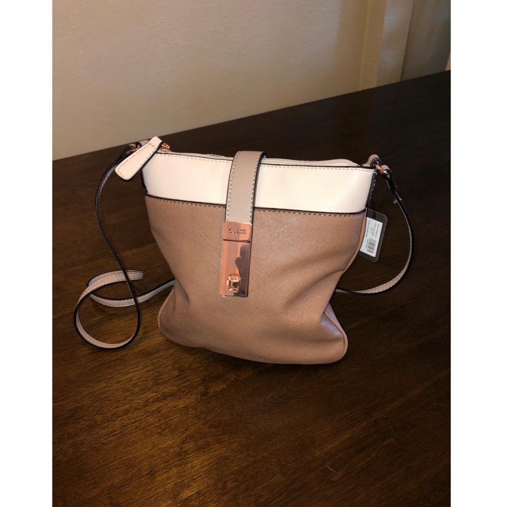 Guess Cream and Tan leather Tourist Crossbody - Picture 2 of 3
